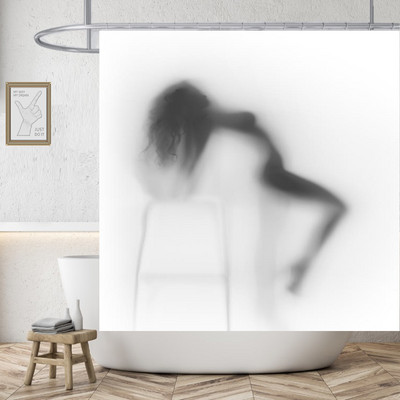 Obnažite seksi ženu Bijela zavjesa za tuširanje Vodootporna visokokvalitetna poliesterska tkanina za plažu Periva originalna Cortinas kućna dekoracija