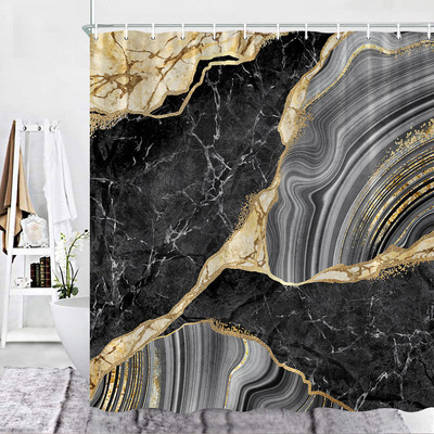 Marmurinis dušo užuolaidų rinkinys Kūrybiškumas Tekstūra Audinys Namų dekoras Vonios Užuolaidos Vonios Produktai Poliesterio Kabantys Audiniai Kabliukai