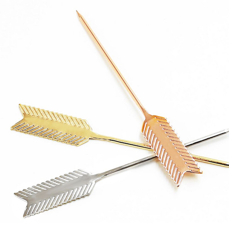 Metalinės nerūdijančio plieno kokteilių adatos Virtuvės ir baro vaisiai Dantų krapštukai Vaisių lazdelės Kokteilių krapštukai Garnyro kokteilių priedai