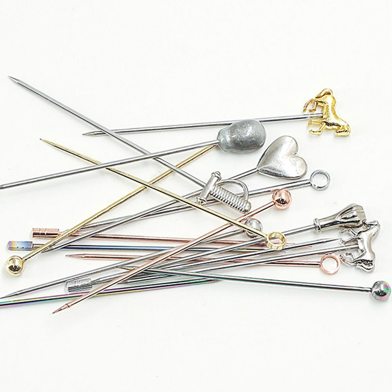 Metalinės nerūdijančio plieno kokteilių adatos Virtuvės ir baro vaisiai Dantų krapštukai Vaisių lazdelės Kokteilių krapštukai Garnyro kokteilių priedai