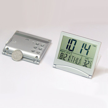 Πτυσσόμενο ψηφιακό ξυπνητήρι LCD Ηλεκτρονικό μίνι ρολόι Επιτραπέζιο κομοδίνο Ημερολόγιο Θερμόμετρο μετεωρολογικός σταθμός Θερμοκρασία Ταξίδι!