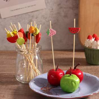 100PC 12cm форма на плодове Вилица за избор на храна Бюфет Cupcake Toppers Коктейлни вилици Декорации за сватбен фестивал Консумативи за рожден ден