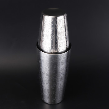 Unweighted Boston Cocktail Shaker Bar Shaker With Etched Pattern Bar Cocktail Shaker Set Tin - 800ml & 500ml