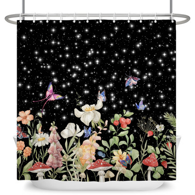 Čarobna šumska zavjesa za tuširanje Cartoon Magic Tale Mushroom Wonderland Gotička zavjesa za tuširanje Vodootporna dekoracija za kadu s kukama