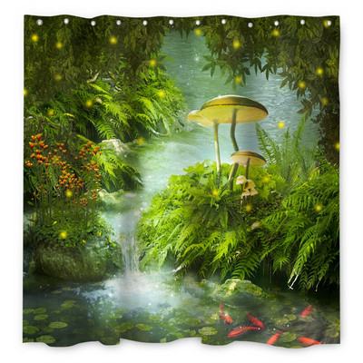 Čarobna šumska zavjesa za tuširanje Cartoon Magic Tale Mushroom Wonderland Gotička zavjesa za tuširanje Vodootporna dekoracija za kadu s kukama