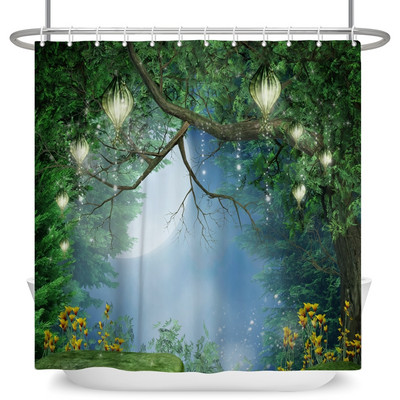 Čarobna šumska zavjesa za tuširanje Cartoon Magic Tale Mushroom Wonderland Gotička zavjesa za tuširanje Vodootporna dekoracija za kadu s kukama