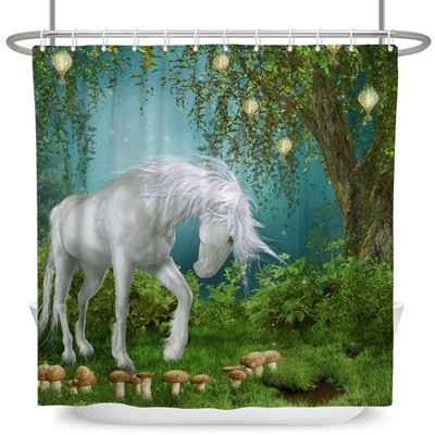 Čarobna šumska zavjesa za tuširanje Cartoon Magic Tale Mushroom Wonderland Gotička zavjesa za tuširanje Vodootporna dekoracija za kadu s kukama