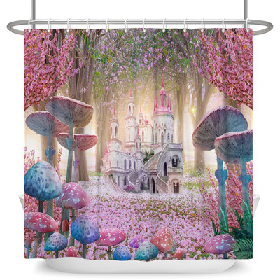 Čarobna šumska zavjesa za tuširanje Cartoon Magic Tale Mushroom Wonderland Gotička zavjesa za tuširanje Vodootporna dekoracija za kadu s kukama