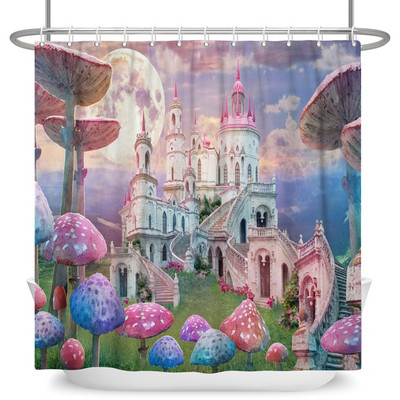 Čarobna šumska zavjesa za tuširanje Cartoon Magic Tale Mushroom Wonderland Gotička zavjesa za tuširanje Vodootporna dekoracija za kadu s kukama