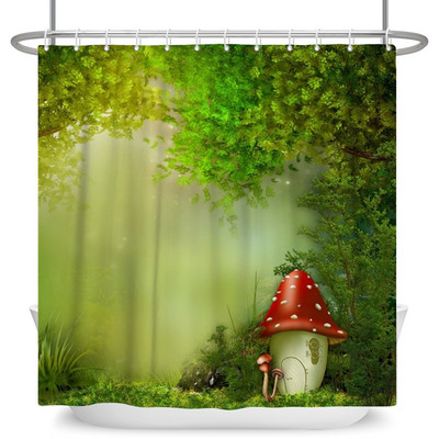 Čarobna šumska zavjesa za tuširanje Cartoon Magic Tale Mushroom Wonderland Gotička zavjesa za tuširanje Vodootporna dekoracija za kadu s kukama