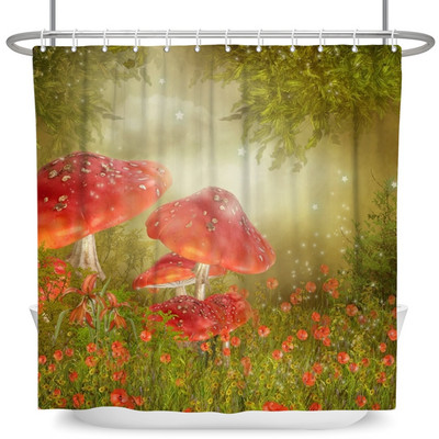 Čarobna šumska zavjesa za tuširanje Cartoon Magic Tale Mushroom Wonderland Gotička zavjesa za tuširanje Vodootporna dekoracija za kadu s kukama