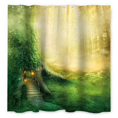 Čarobna šumska zavjesa za tuširanje Cartoon Magic Tale Mushroom Wonderland Gotička zavjesa za tuširanje Vodootporna dekoracija za kadu s kukama