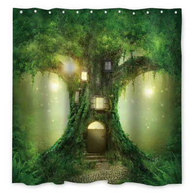 Čarobna šumska zavjesa za tuširanje Cartoon Magic Tale Mushroom Wonderland Gotička zavjesa za tuširanje Vodootporna dekoracija za kadu s kukama