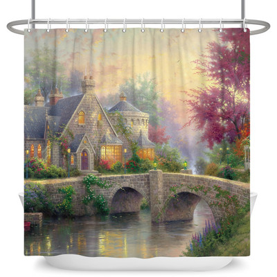 Čarobna šumska zavjesa za tuširanje Cartoon Magic Tale Mushroom Wonderland Gotička zavjesa za tuširanje Vodootporna dekoracija za kadu s kukama