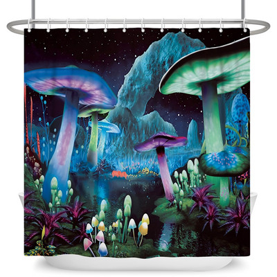Čarobna šumska zavjesa za tuširanje Cartoon Magic Tale Mushroom Wonderland Gotička zavjesa za tuširanje Vodootporna dekoracija za kadu s kukama