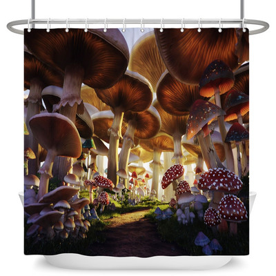 Čarobna šumska zavjesa za tuširanje Cartoon Magic Tale Mushroom Wonderland Gotička zavjesa za tuširanje Vodootporna dekoracija za kadu s kukama