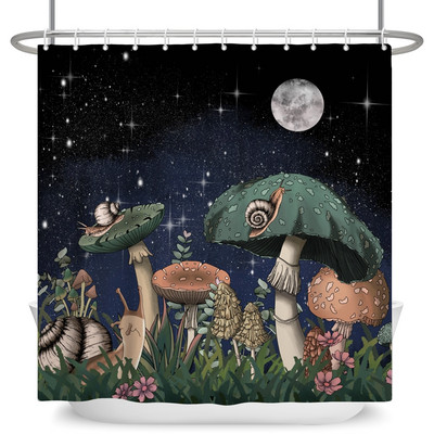 Čarobna šumska zavjesa za tuširanje Cartoon Magic Tale Mushroom Wonderland Gotička zavjesa za tuširanje Vodootporna dekoracija za kadu s kukama