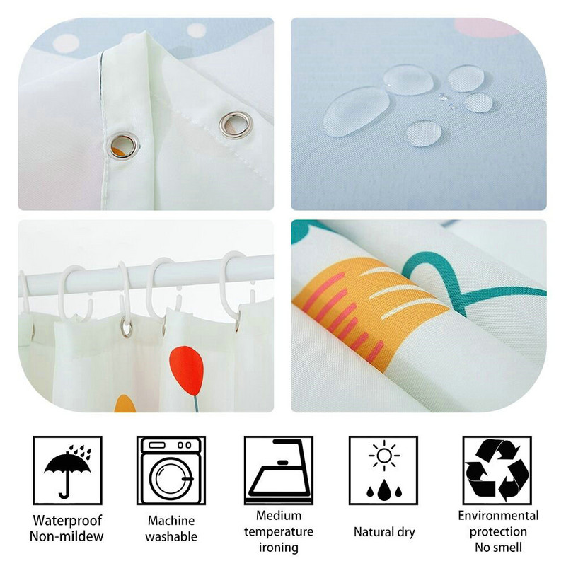 Crno-bijele linije Zavjesa za tuš Kupaonska zavjesa Frabic Vodootporna poliesterska kupaonska zavjesa s kukama Cortina Baño