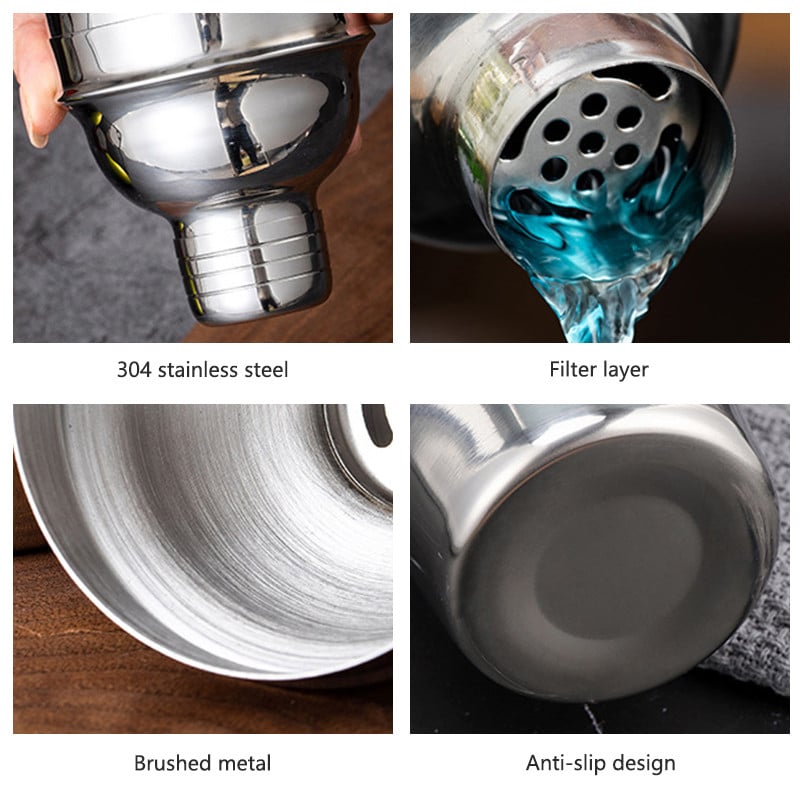 Mikser za koktele od nehrđajućeg čelika 304 Poklopac za vino Martini Boston Cjedilo za šejker za barmena Alat za bar za piće