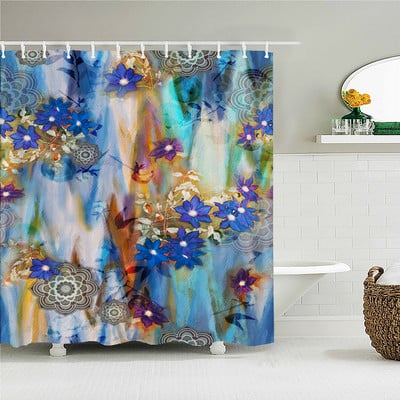 Šarene prekrasne cvjetne zavjese za kadu Vodootporne tkanine Zavjese za tuširanje Cvjetni otisak ruža Dekoracija kupaonskog ekrana s kukama