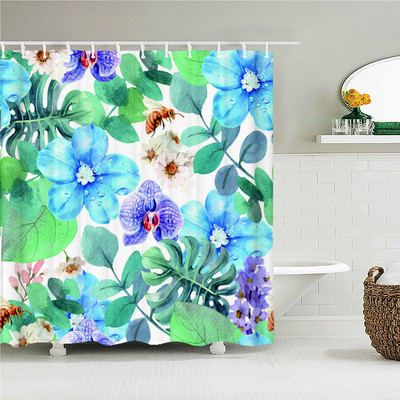 Šarene prekrasne cvjetne zavjese za kadu Vodootporne tkanine Zavjese za tuširanje Cvjetni otisak ruža Dekoracija kupaonskog ekrana s kukama