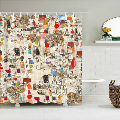 Šarene prekrasne cvjetne zavjese za kadu Vodootporne tkanine Zavjese za tuširanje Cvjetni otisak ruža Dekoracija kupaonskog ekrana s kukama