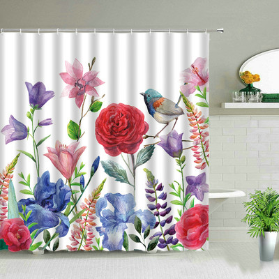 3D tropsko palmino lišće, zelene biljke, otisnute tkanine za zavjese za tuširanje, poliesterske vodootporne zavjese za kupaonsku kadu Paravan Tende