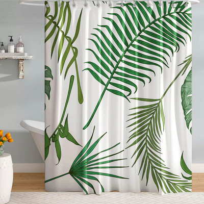 3D tropsko palmino lišće, zelene biljke, otisnute tkanine za zavjese za tuširanje, poliesterske vodootporne zavjese za kupaonsku kadu Paravan Tende