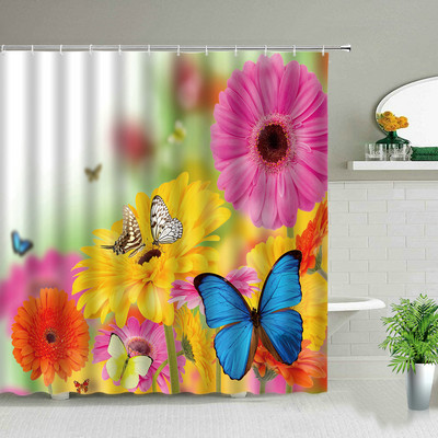 3D tropsko palmino lišće, zelene biljke, otisnute tkanine za zavjese za tuširanje, poliesterske vodootporne zavjese za kupaonsku kadu Paravan Tende