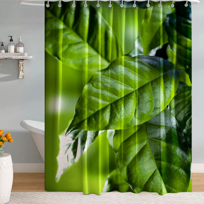 3D tropsko palmino lišće, zelene biljke, otisnute tkanine za zavjese za tuširanje, poliesterske vodootporne zavjese za kupaonsku kadu Paravan Tende