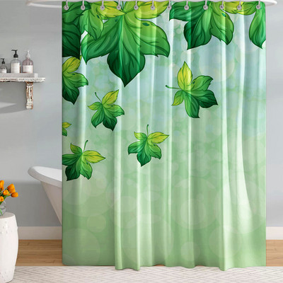 3D tropsko palmino lišće, zelene biljke, otisnute tkanine za zavjese za tuširanje, poliesterske vodootporne zavjese za kupaonsku kadu Paravan Tende