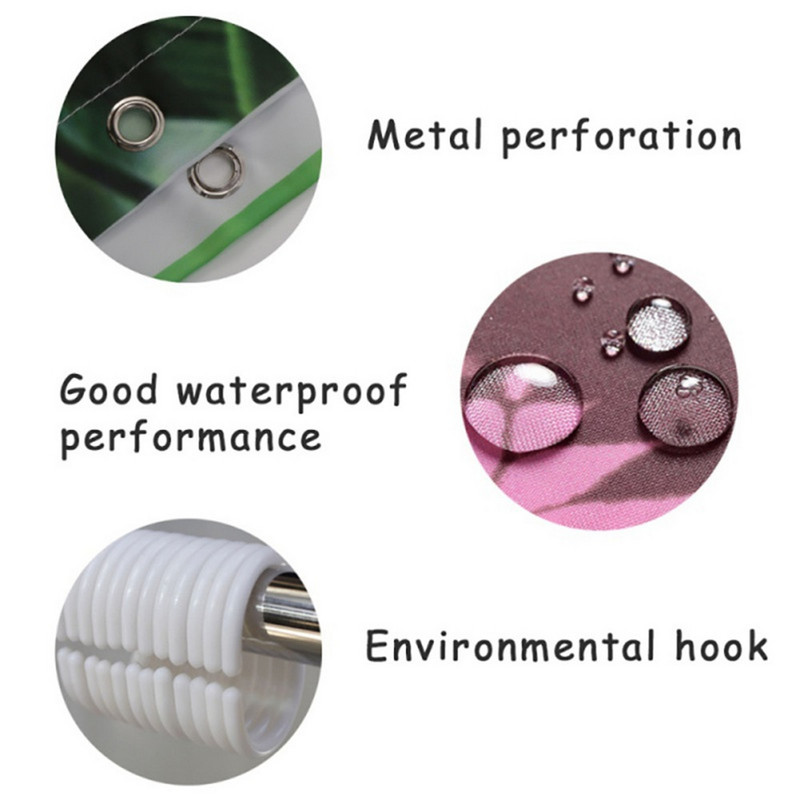 3D tropsko palmino lišće, zelene biljke, otisnute tkanine za zavjese za tuširanje, poliesterske vodootporne zavjese za kupaonsku kadu Paravan Tende