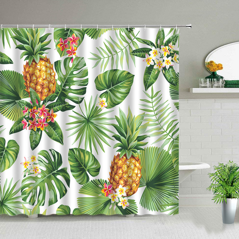 3D tropsko palmino lišće, zelene biljke, otisnute tkanine za zavjese za tuširanje, poliesterske vodootporne zavjese za kupaonsku kadu Paravan Tende