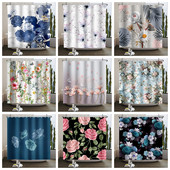 Boho cvjetna cvjetna zavjesa za tuširanje Vodootporna zavjesa za tuširanje Poliesterska zavjesa za kupaonicu Teksturirana kupaonska periva u perilici s kukama