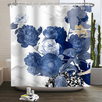 Бохо флорални цветя завеса за душ Водоустойчива завеса за душ Полиестерна завеса за баня Текстурирана баня за машинно пране с куки