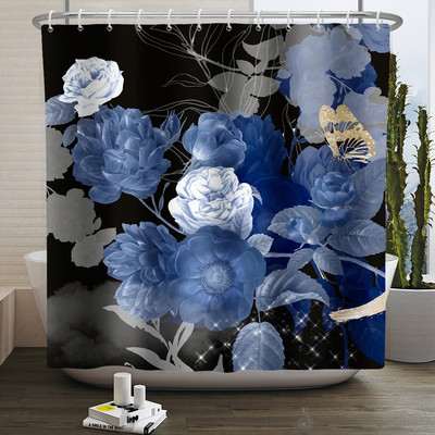 Boho cvjetna cvjetna zavjesa za tuširanje Vodootporna zavjesa za tuširanje Poliesterska zavjesa za kupaonicu Teksturirana kupaonska periva u perilici s kukama