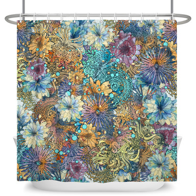 Boho cvjetna cvjetna zavjesa za tuširanje Vodootporna zavjesa za tuširanje Poliesterska zavjesa za kupaonicu Teksturirana kupaonska periva u perilici s kukama