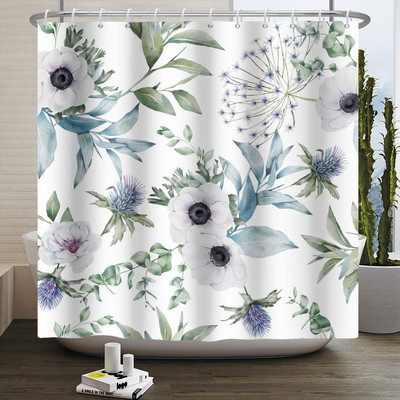 Boho cvjetna cvjetna zavjesa za tuširanje Vodootporna zavjesa za tuširanje Poliesterska zavjesa za kupaonicu Teksturirana kupaonska periva u perilici s kukama