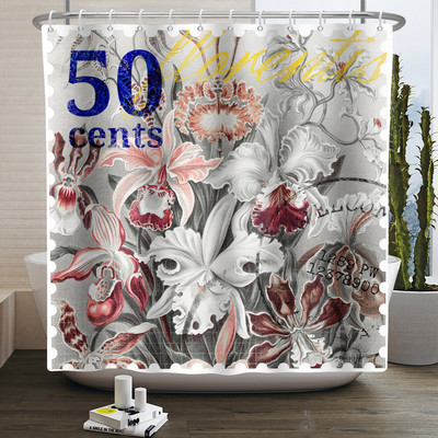 Boho cvjetna cvjetna zavjesa za tuširanje Vodootporna zavjesa za tuširanje Poliesterska zavjesa za kupaonicu Teksturirana kupaonska periva u perilici s kukama