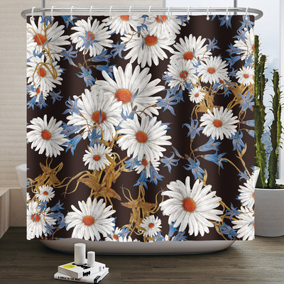 Boho cvjetna cvjetna zavjesa za tuširanje Vodootporna zavjesa za tuširanje Poliesterska zavjesa za kupaonicu Teksturirana kupaonska periva u perilici s kukama