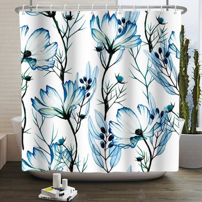 Boho cvjetna cvjetna zavjesa za tuširanje Vodootporna zavjesa za tuširanje Poliesterska zavjesa za kupaonicu Teksturirana kupaonska periva u perilici s kukama