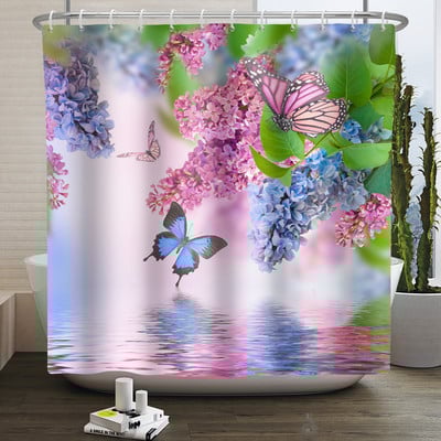 Boho cvjetna cvjetna zavjesa za tuširanje Vodootporna zavjesa za tuširanje Poliesterska zavjesa za kupaonicu Teksturirana kupaonska periva u perilici s kukama