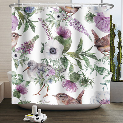 Boho cvjetna cvjetna zavjesa za tuširanje Vodootporna zavjesa za tuširanje Poliesterska zavjesa za kupaonicu Teksturirana kupaonska periva u perilici s kukama