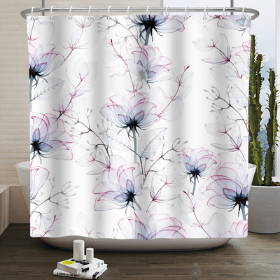 Boho cvjetna cvjetna zavjesa za tuširanje Vodootporna zavjesa za tuširanje Poliesterska zavjesa za kupaonicu Teksturirana kupaonska periva u perilici s kukama