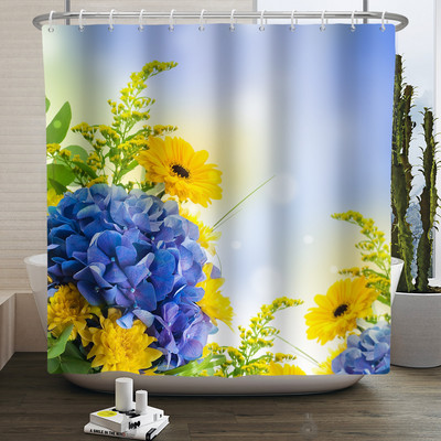 Boho cvjetna cvjetna zavjesa za tuširanje Vodootporna zavjesa za tuširanje Poliesterska zavjesa za kupaonicu Teksturirana kupaonska periva u perilici s kukama