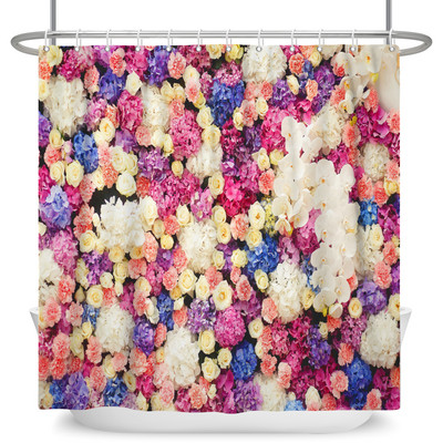 Boho cvjetna cvjetna zavjesa za tuširanje Vodootporna zavjesa za tuširanje Poliesterska zavjesa za kupaonicu Teksturirana kupaonska periva u perilici s kukama