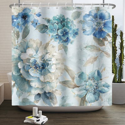 Boho cvjetna cvjetna zavjesa za tuširanje Vodootporna zavjesa za tuširanje Poliesterska zavjesa za kupaonicu Teksturirana kupaonska periva u perilici s kukama