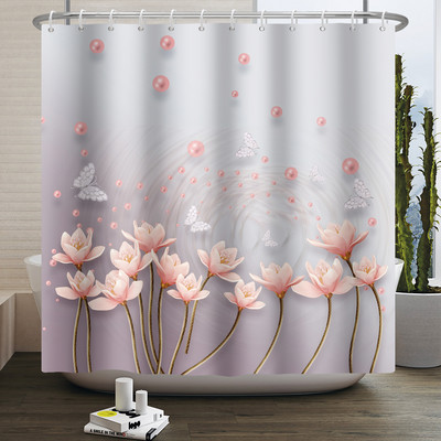 Boho cvjetna cvjetna zavjesa za tuširanje Vodootporna zavjesa za tuširanje Poliesterska zavjesa za kupaonicu Teksturirana kupaonska periva u perilici s kukama