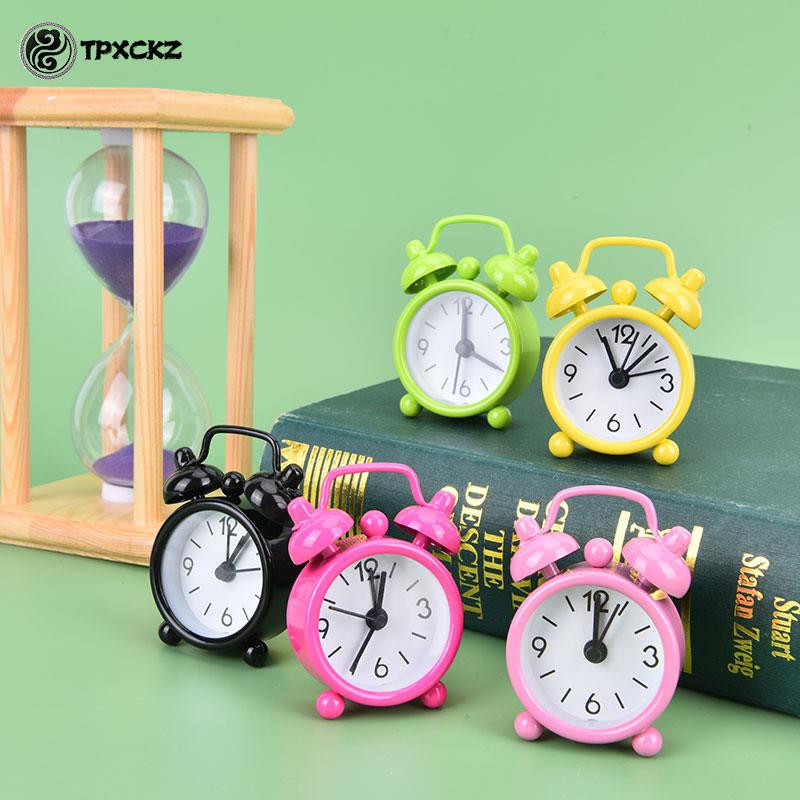 1gab Mini metāla dubultzvana modinātājs elektroniskais apaļais numurs dubultzvana rakstāmgalda digitālais kvarca pulkstenis mājas dekorēšanai, dāvanas bērniem