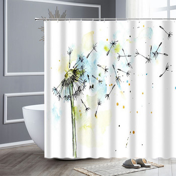 Флорални глухарчета завеси за душ пеперуда акварел естествени цветя пролет кленови листа от средата на века декорация на баня завеса за баня